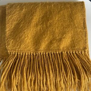 Elegant Mustard scarf 100% Alpaca Wool fringe